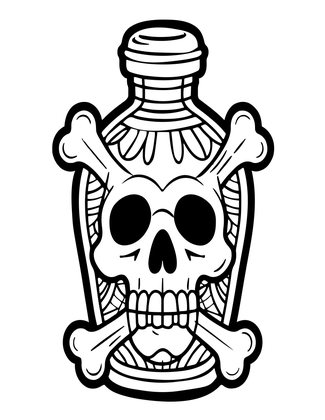 Skull Bottle - Free printable coloring page