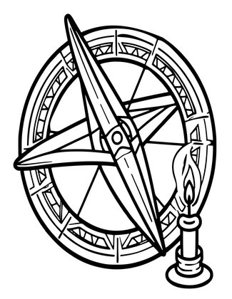 Astrolabe and Candle - Free printable coloring page