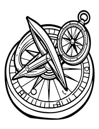 Astrolabe and Compass - Free printable coloring page