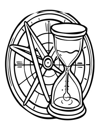 Astrolabe and Sand Timer - Free printable coloring page