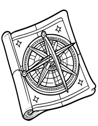 Astrolabe and Star Map - Free printable coloring page