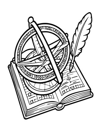 Astrolabe and Quill - Free printable coloring page