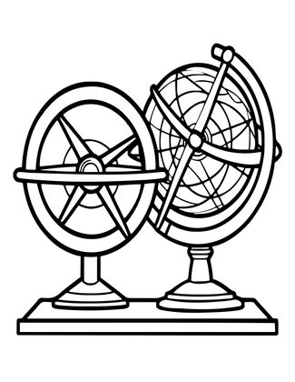 Astrolabe and Armillary - Free printable coloring page
