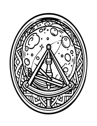 Astrolabe and Moon - Free printable coloring page