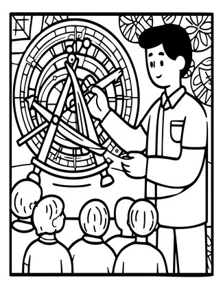 Astrolabe Teaching - Free printable coloring page