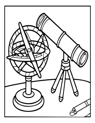 Astrolabe and Telescope - Free printable coloring page
