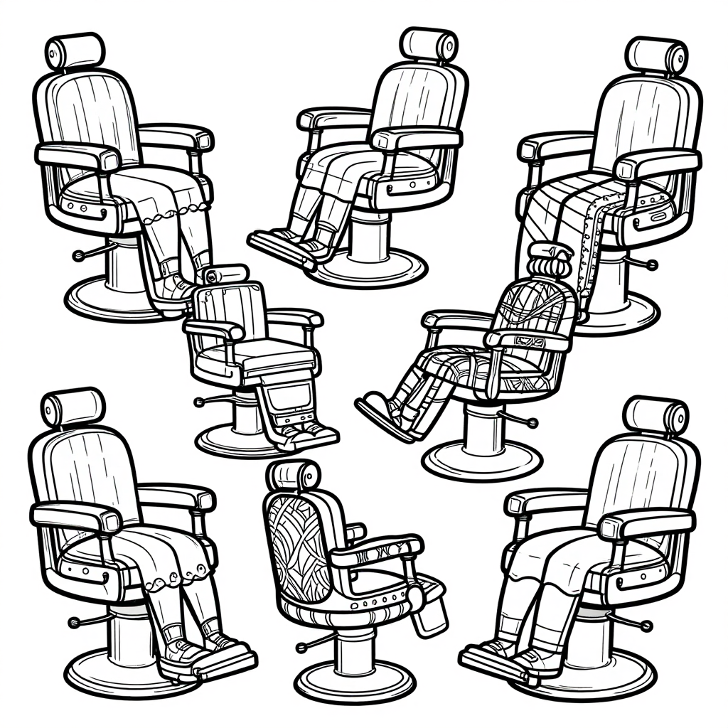 Vintage Barber Chairs coloring pages collection - 30 free printable pages