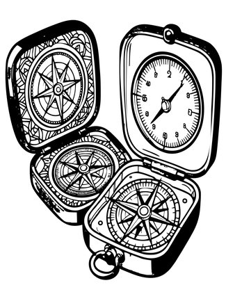 Compass and Barometer - Free printable coloring page