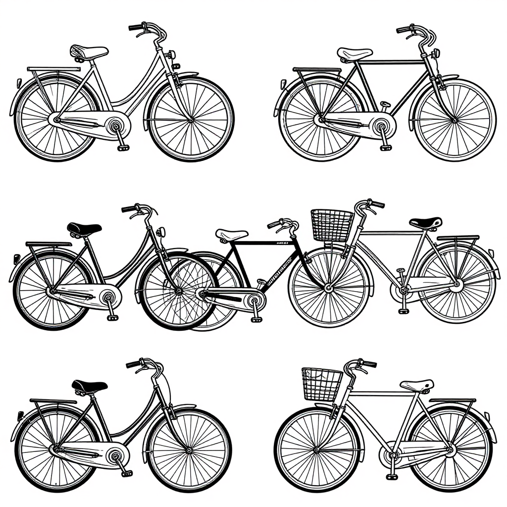 Vintage Bicycles coloring pages collection - 30 free printable pages