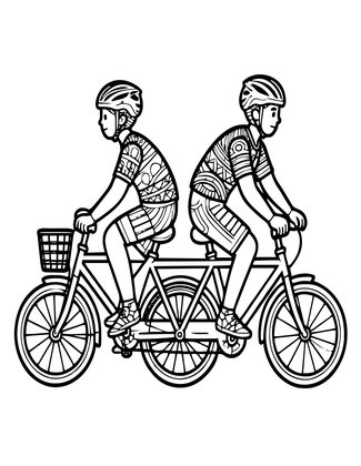 Tandem Bicycle - Free printable coloring page