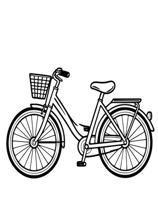 Ladies Bicycle - Free printable coloring page