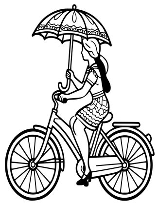 French Bicycle - Free printable coloring page
