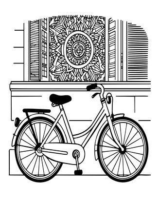 Bike in Alley - Free printable coloring page