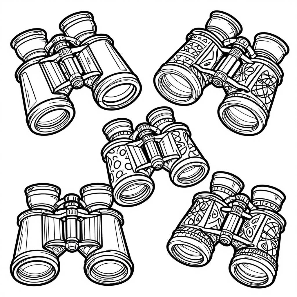 Vintage Binoculars coloring pages collection - 30 free printable pages