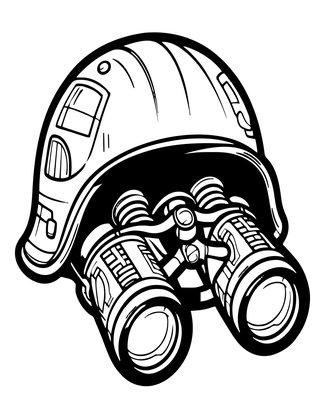 Binoculars and Helmet - Free printable coloring page