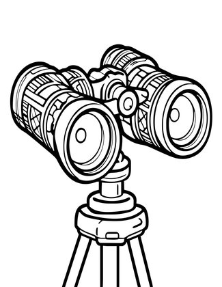 Binoculars on Tripod - Free printable coloring page