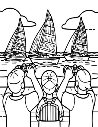 Binoculars at Regatta - Free printable coloring page