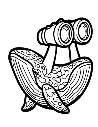 Binoculars and Whales - Free printable coloring page