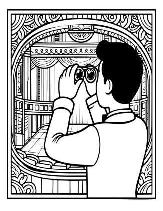 Binoculars at Theater - Free printable coloring page