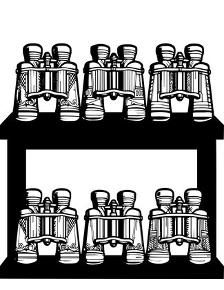 Binoculars on Shelf - Free printable coloring page