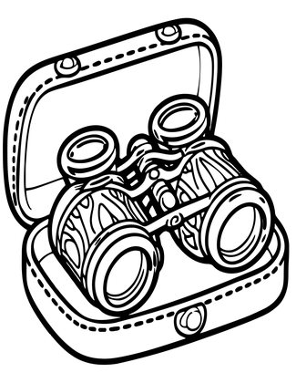Binoculars in Case - Free printable coloring page