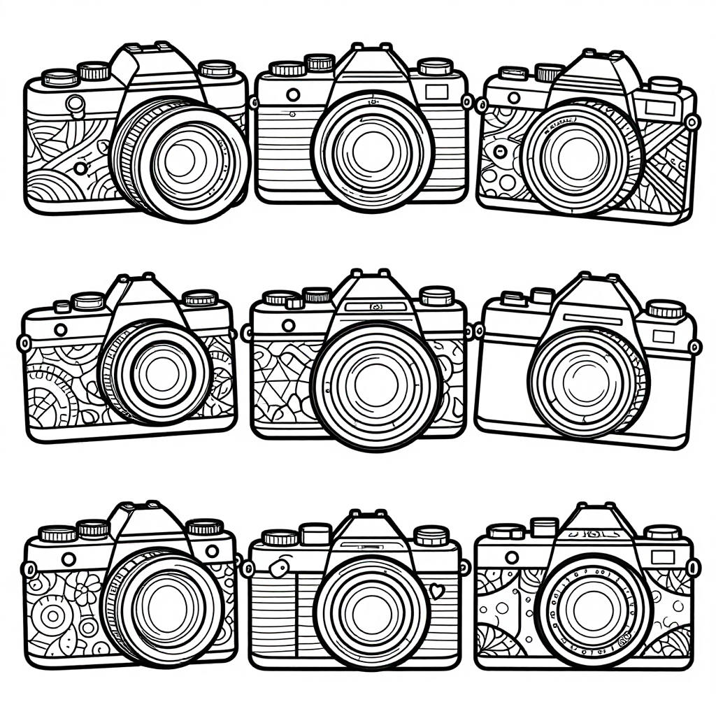 Vintage Cameras coloring pages collection - 30 free printable pages