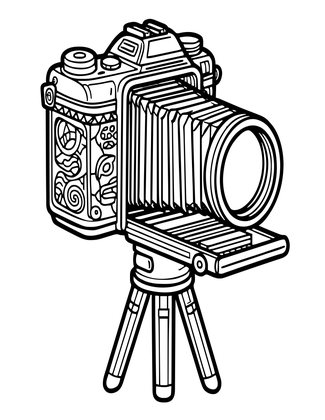 Large Format Camera - Free printable coloring page