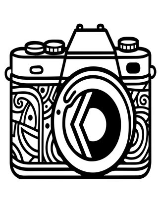 Camera with Film Roll - Free printable coloring page