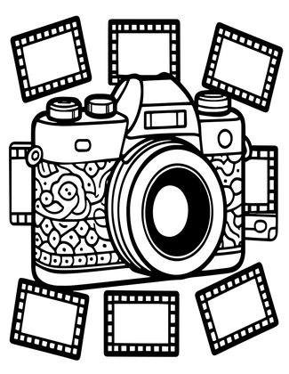 Camera and Negatives - Free printable coloring page