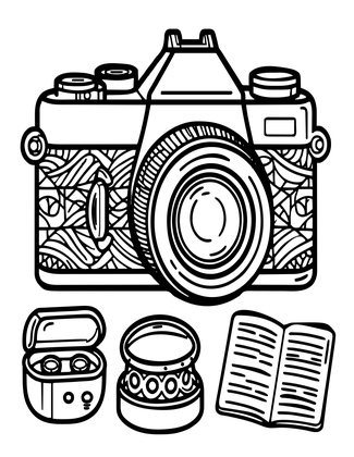 Camera Accessories - Free printable coloring page