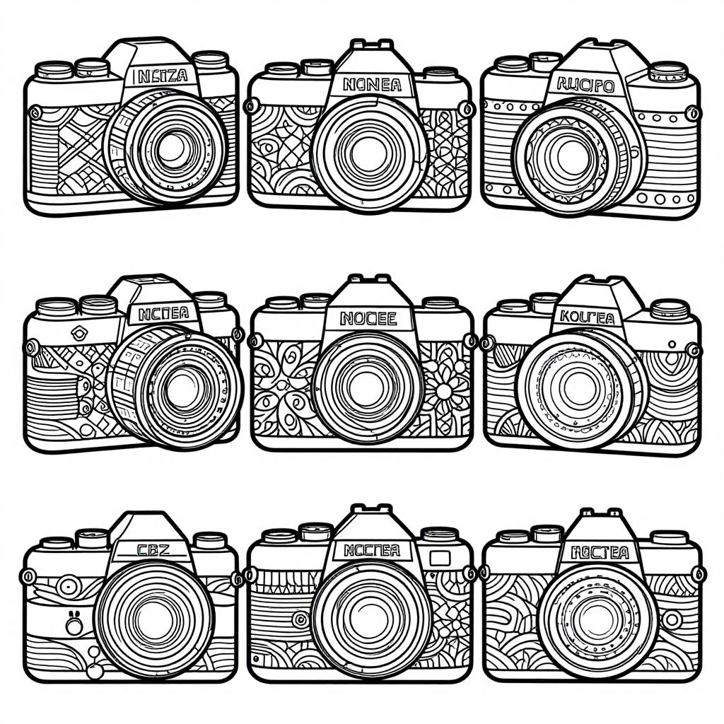 Vintage Cameras Obscura coloring pages collection - 30 free printable pages
