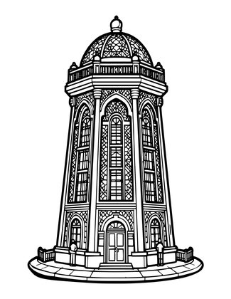 Camera Obscura Tower - Free printable coloring page