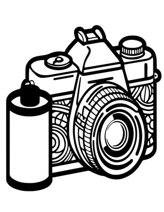 Camera and Film Roll - Free printable coloring page