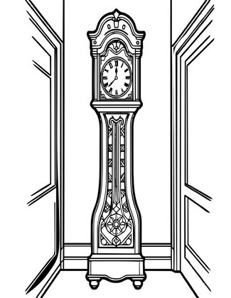 Grandfather Clock - Free printable coloring page