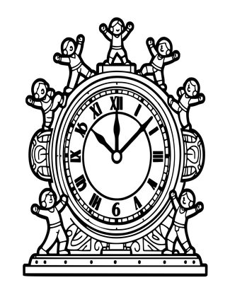 Musical Clock - Free printable coloring page