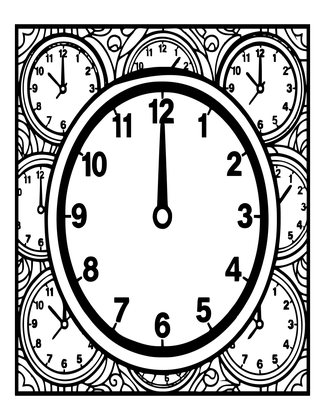 Clock at Midnight - Free printable coloring page