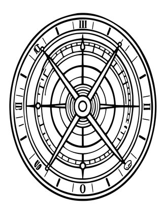 Astrolabe Clock - Free printable coloring page