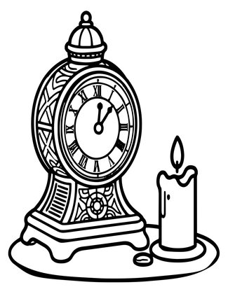 Clock and Candle - Free printable coloring page