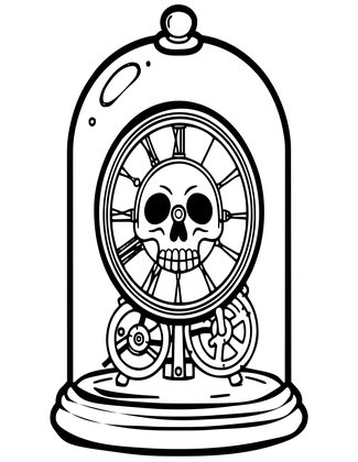 Skeleton Clock - Free printable coloring page