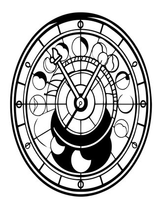 Clock and Moon - Free printable coloring page