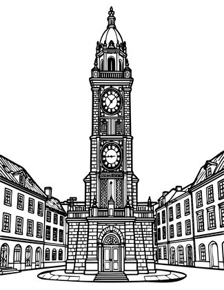 Clock Tower - Free printable coloring page