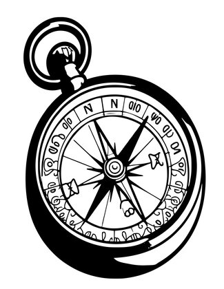 Brass Pocket Compass - Free printable coloring page