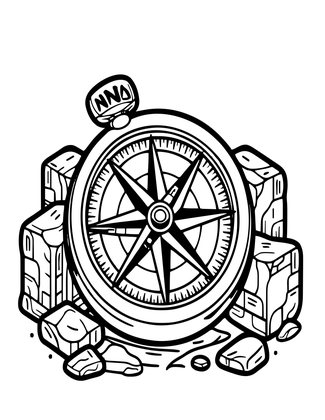 Compass in Ruins - Free printable coloring page