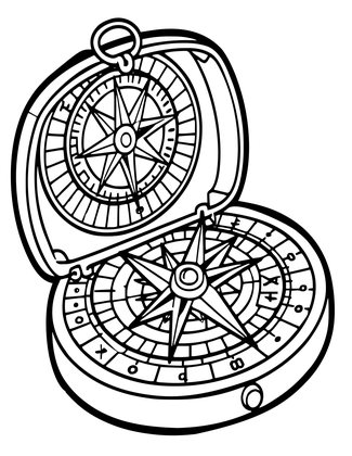 Pocket Sundial Compass - Free printable coloring page