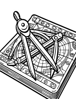 Compass and Sextant - Free printable coloring page