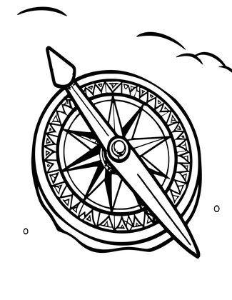Compass in Snow - Free printable coloring page