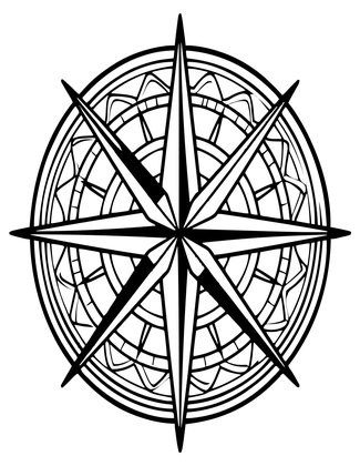 Compass Wind Rose Art - Free printable coloring page