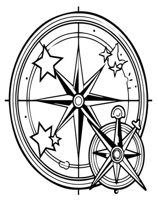 Compass and Stars - Free printable coloring page