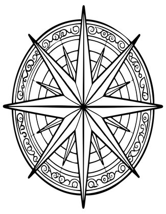 Compass Rose - Free printable coloring page