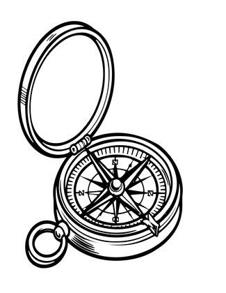 Compass and Map - Free printable coloring page